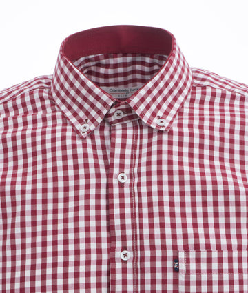 Camisa Cuadros Manga Corta Vino