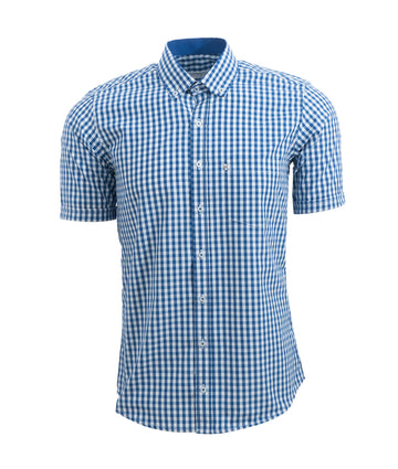 Camisa Cuadros Manga Corta Azul Marino