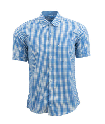 Camisa Cuadros Manga Corta Azul Claro