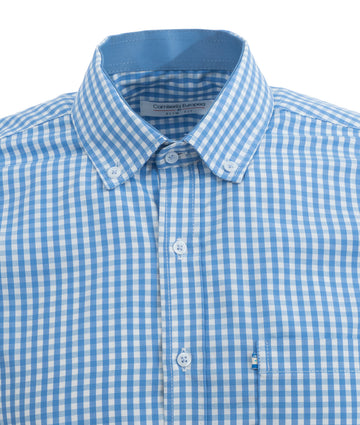 Camisa Cuadros Manga Corta Azul Claro