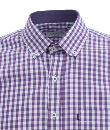 Camisa Cuadros Manga Corta Violeta