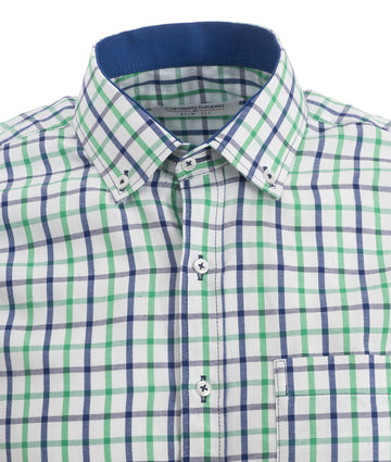 Camisas Cuadros Manga Larga Lineas Verde y Azul
