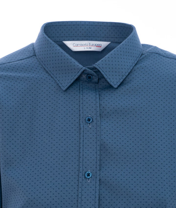 Camisa Print Cuadros Azul Medio