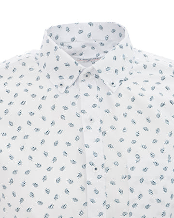 Camisa Blanca Hojas Verde