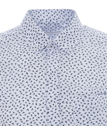 Camisa Blanca Print Rosas Negra