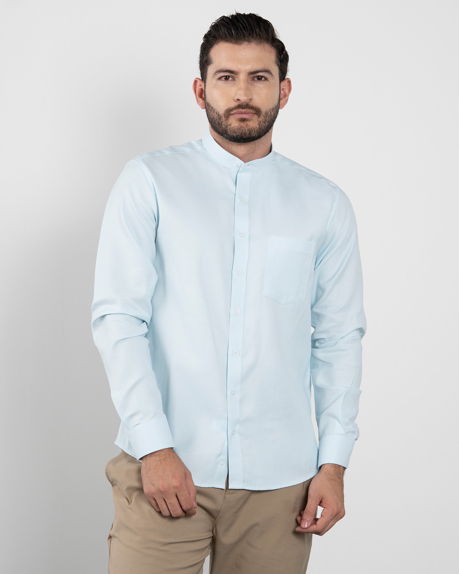 Shirt Camisa Color Menta Camisas Cuello Mao Camisería Europea