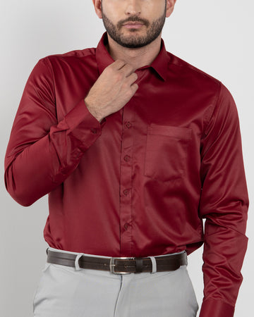 Camisa Formal Satín Vino Tinto