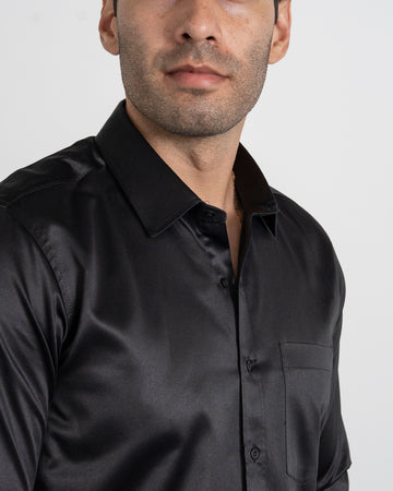 Camisa Formal Satín Negra