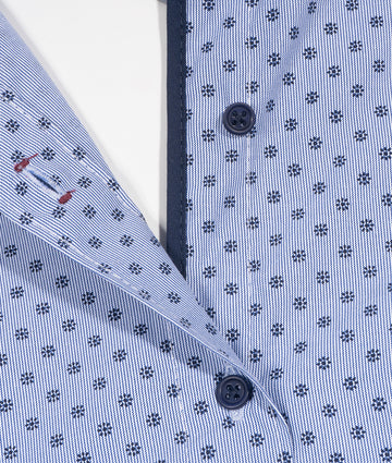 Camisa Print Azul Flores y Rayas Mujer