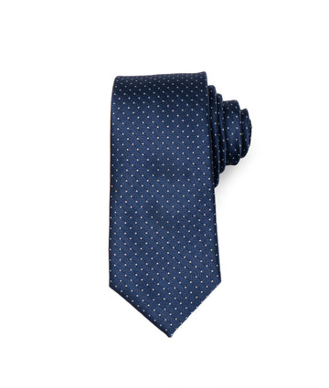 Corbata Azul Oscura Puntos Blancos