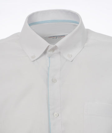 Camisa Oxford Blanca Línea Azul