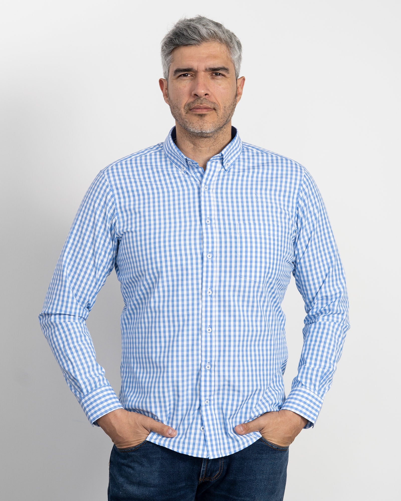 Camisa Cuadros Unicolor Azul Clara1