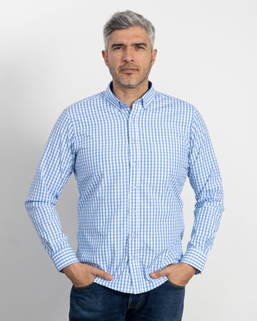 Camisa Cuadros Unicolor Azul Clara1