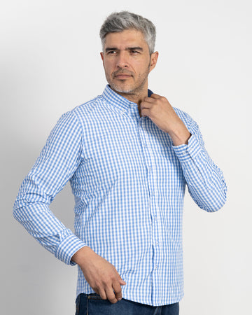 Camisa Cuadros Unicolor Azul Clara1