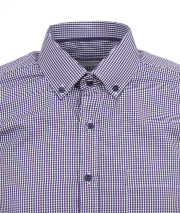 Camisa Cuadros Violeta Uva Detalle Cuello