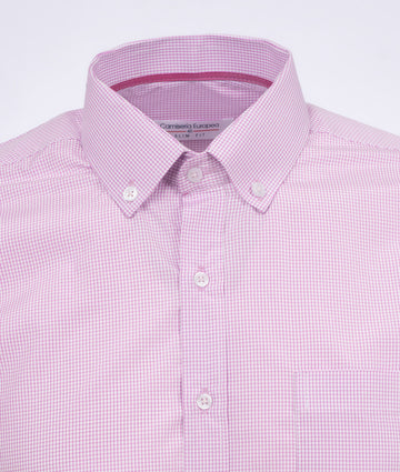 Camisa Cuadros Contornos Rosa Detalle Cuello