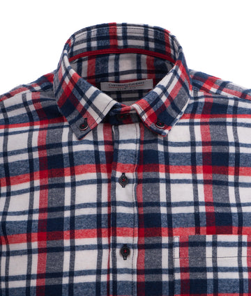 Camisa Leñadora Franjas Rojas y Azul Oscuro