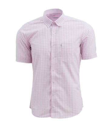 Camisa Cuadros Manga Corta Rosada