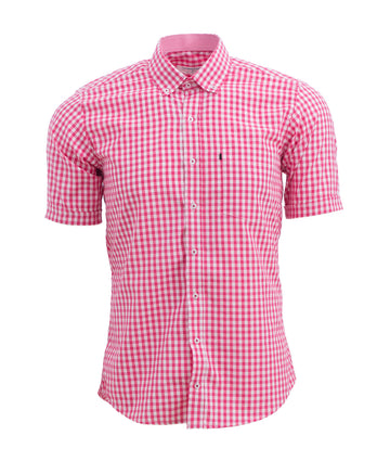 Camisa Cuadros Manga Corta Magenta