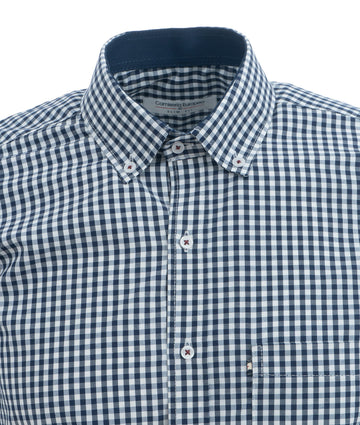 Camisa Cuadros Manga Corta Azul Oscuro