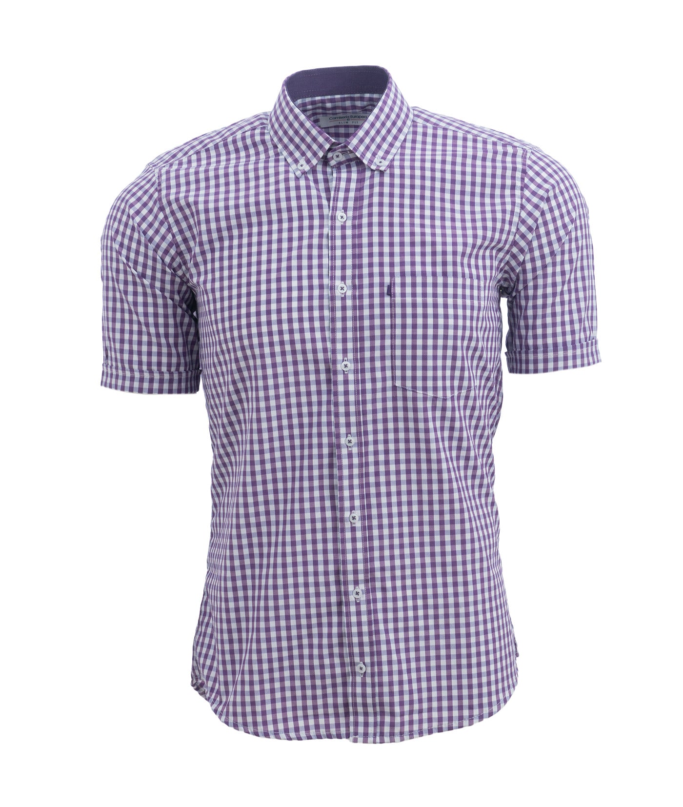 Camisa Cuadros Manga Corta Violeta