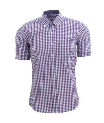 Camisa Cuadros Manga Corta Violeta