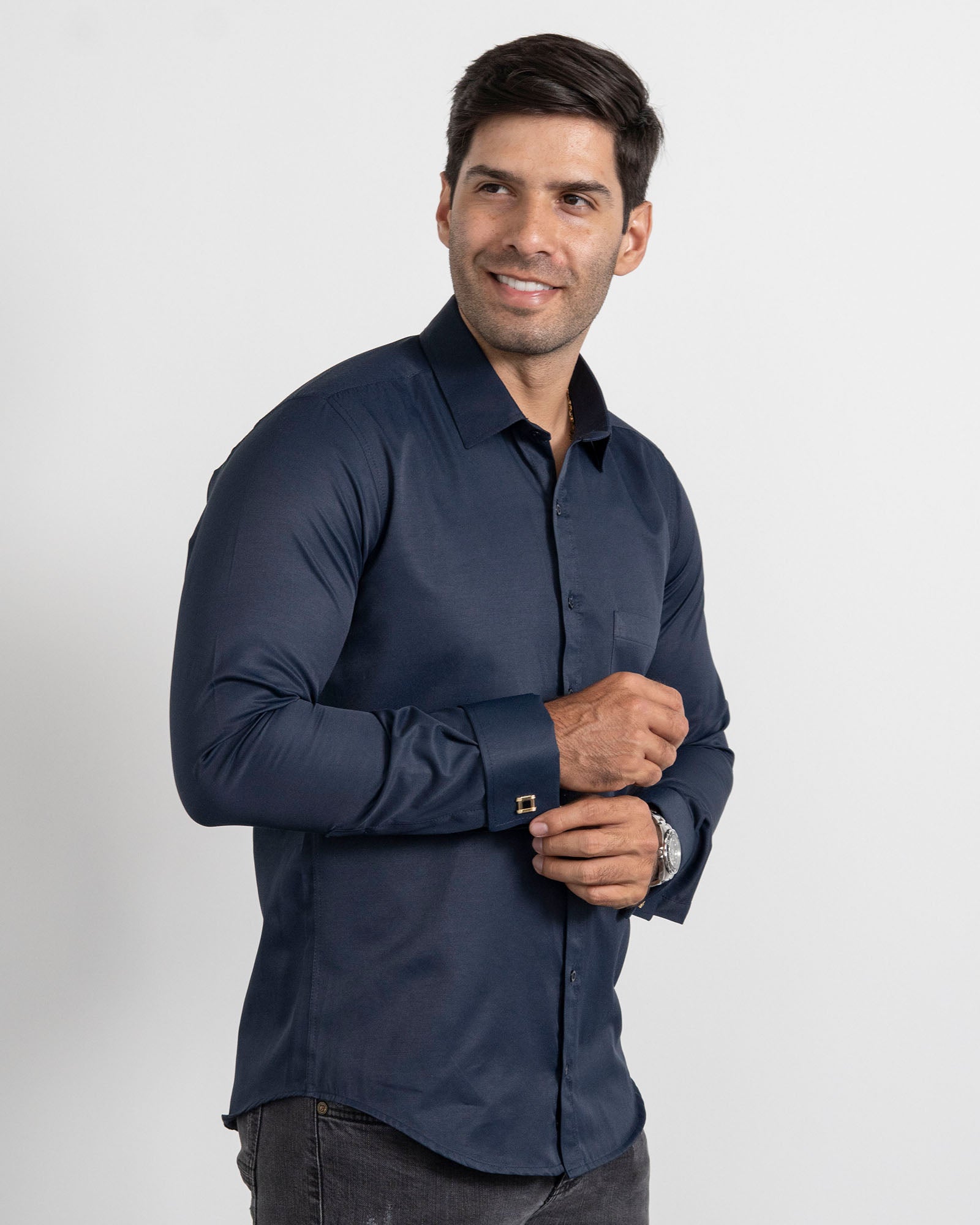 Camisa Mancorna Azul Oscuro