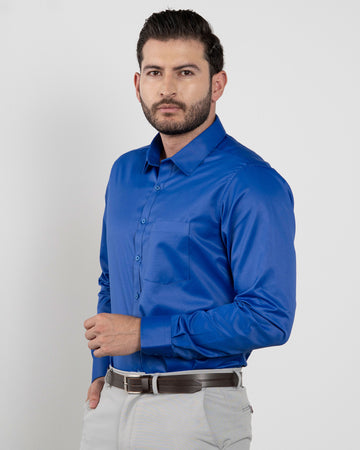 Camisa Formal Satín Azul rey
