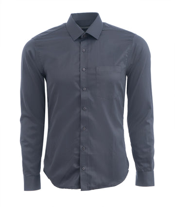 Camisa Formal Satín Gris Oscuro