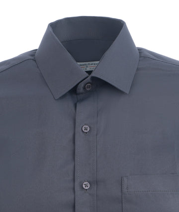 Camisa Formal Satín Gris Oscuro