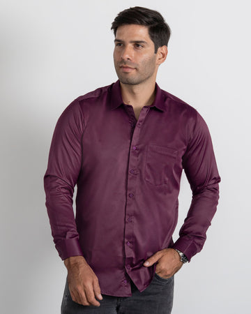 Camisa Formal Satín Uva