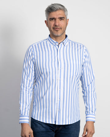 Camisa Rayas Azul Clara