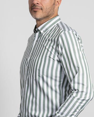 Camisa Rayas Verde Oscura