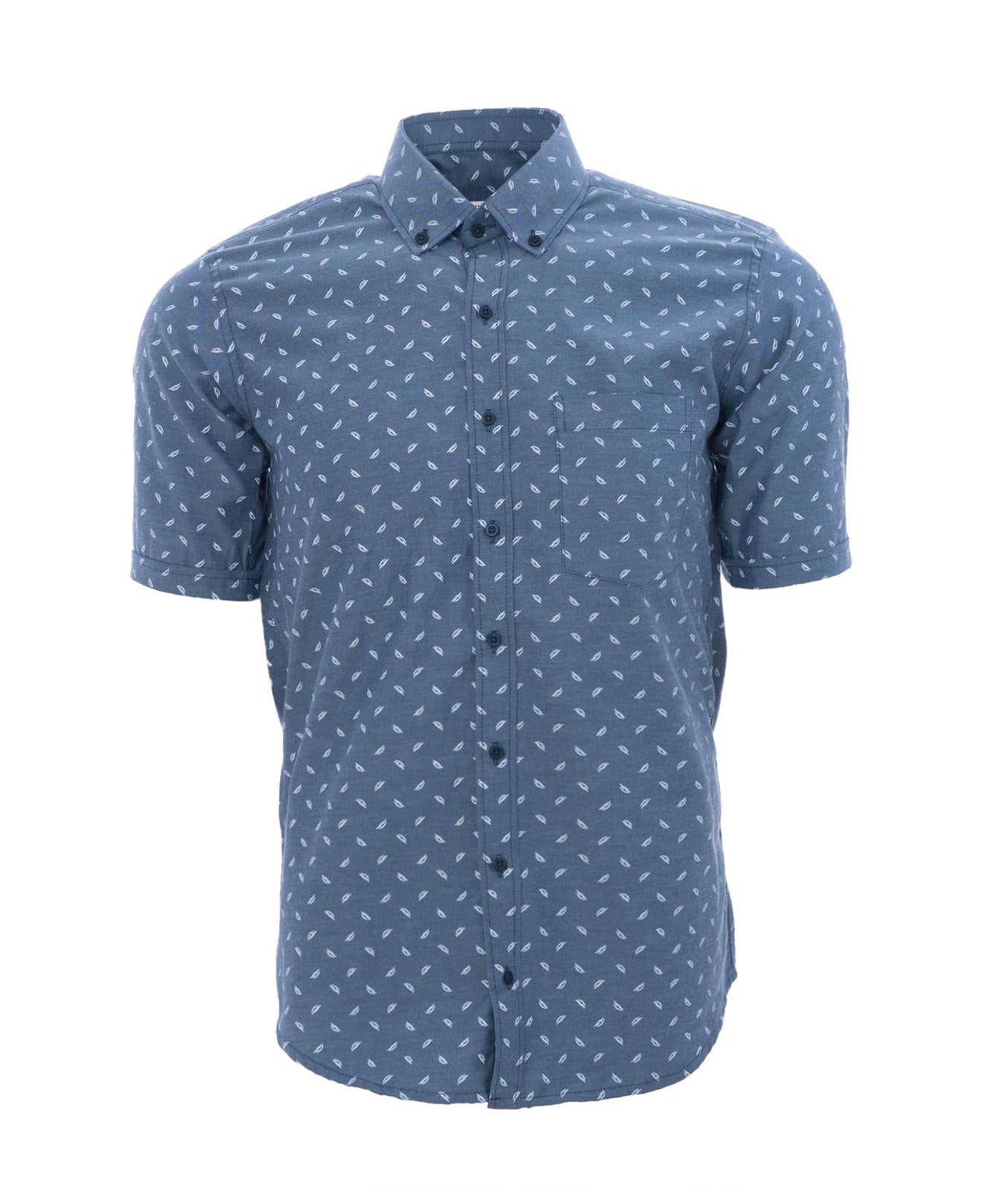 Camisa Azul Hojas blancas