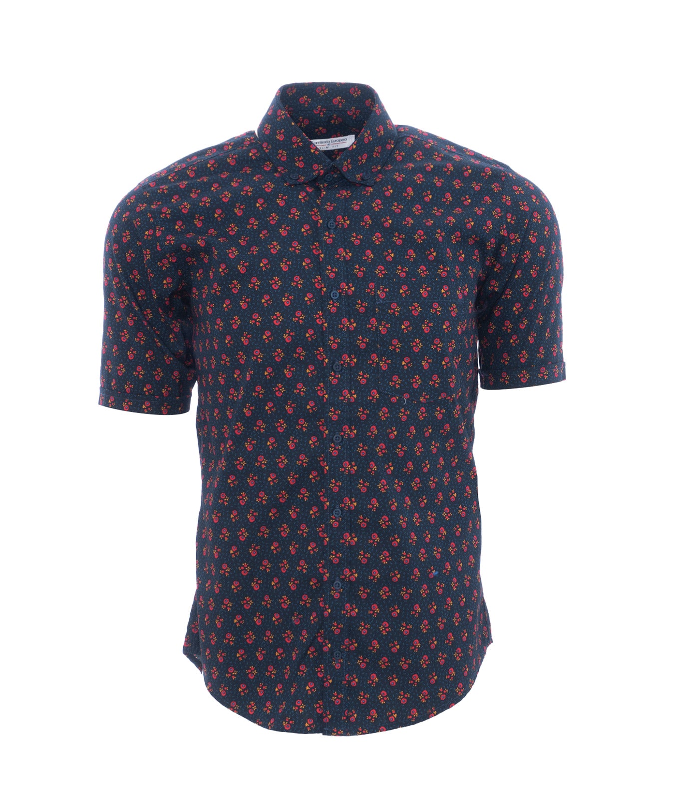 Camisa Azul Oscura Rosas Rojas