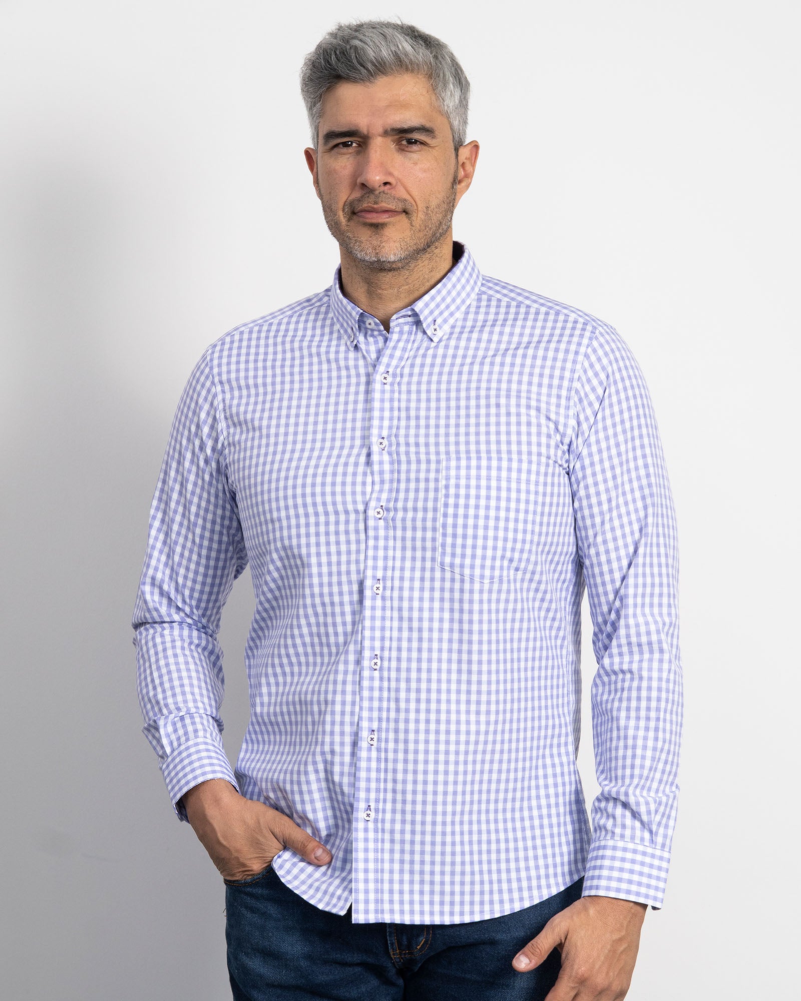Camisa Cuadros Unicolor Lila