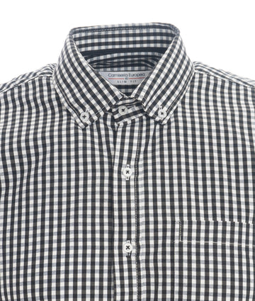 Camisa Cuadros Unicolor Negra