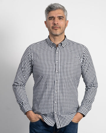 Camisa Cuadros Unicolor Negra
