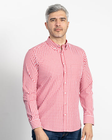 Camisa Cuadros Unicolor Roja