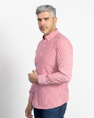 Camisa Cuadros Unicolor Roja