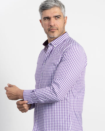 Camisa Cuadros Unicolor Morada