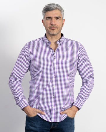 Camisa Cuadros Unicolor Morada