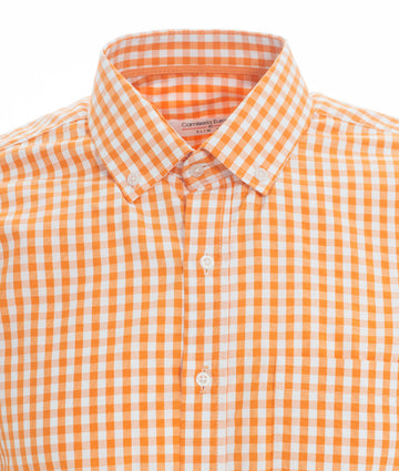 Camisa Cuadros Unicolor Naranja