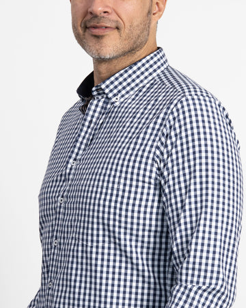 Camisa Cuadros Unicolor Azul Oscura