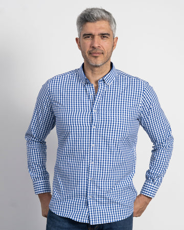 Camisa Cuadros Unicolor Azul Rey