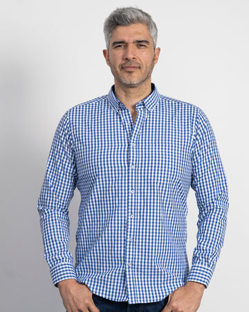 Camisa Cuadros Unicolor Azul Rey