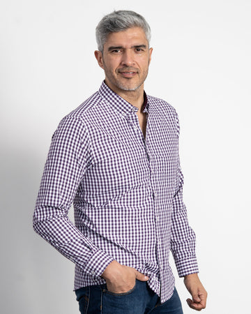 Camisa Cuadros Unicolor Morada Oscura