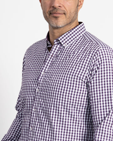 Camisa Cuadros Unicolor Morada Oscura