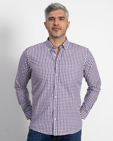 Camisa Cuadros Unicolor Morada Oscura