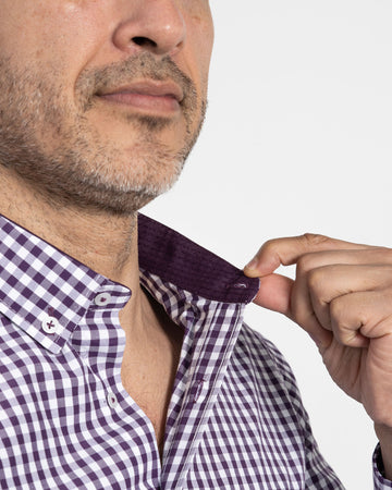 Camisa Cuadros Unicolor Morada Oscura